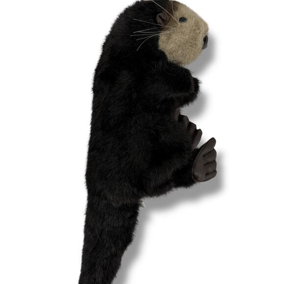 Folkmanis Sea Otter Hand Puppet Plush Dark Brown Faux Leather Feet 12” - Picture 2 of 4